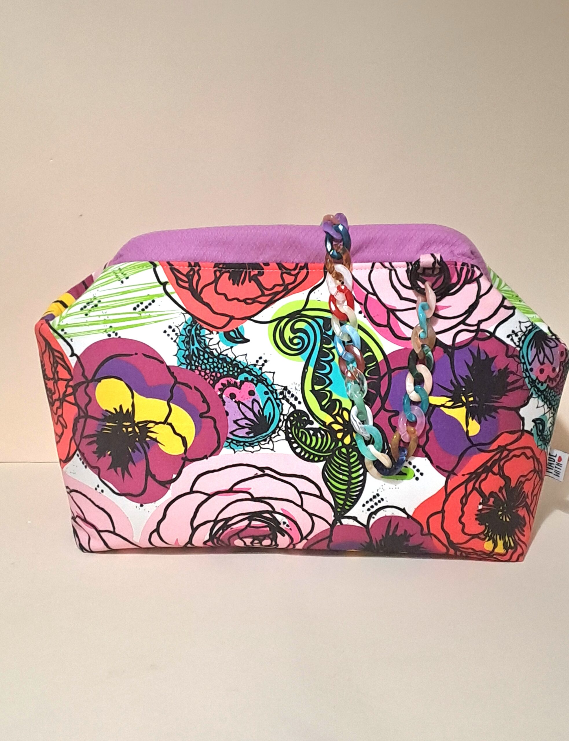 BOLSO TUBULAR flores coloridas