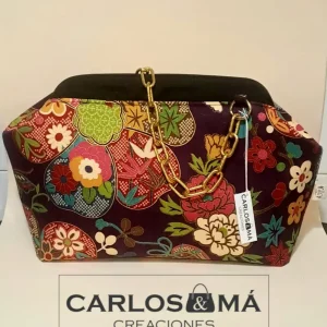 BOLSO TUBULAR Flores Oriental color lila