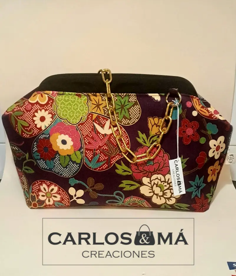 BOLSO TUBULAR Flores Oriental color lila
